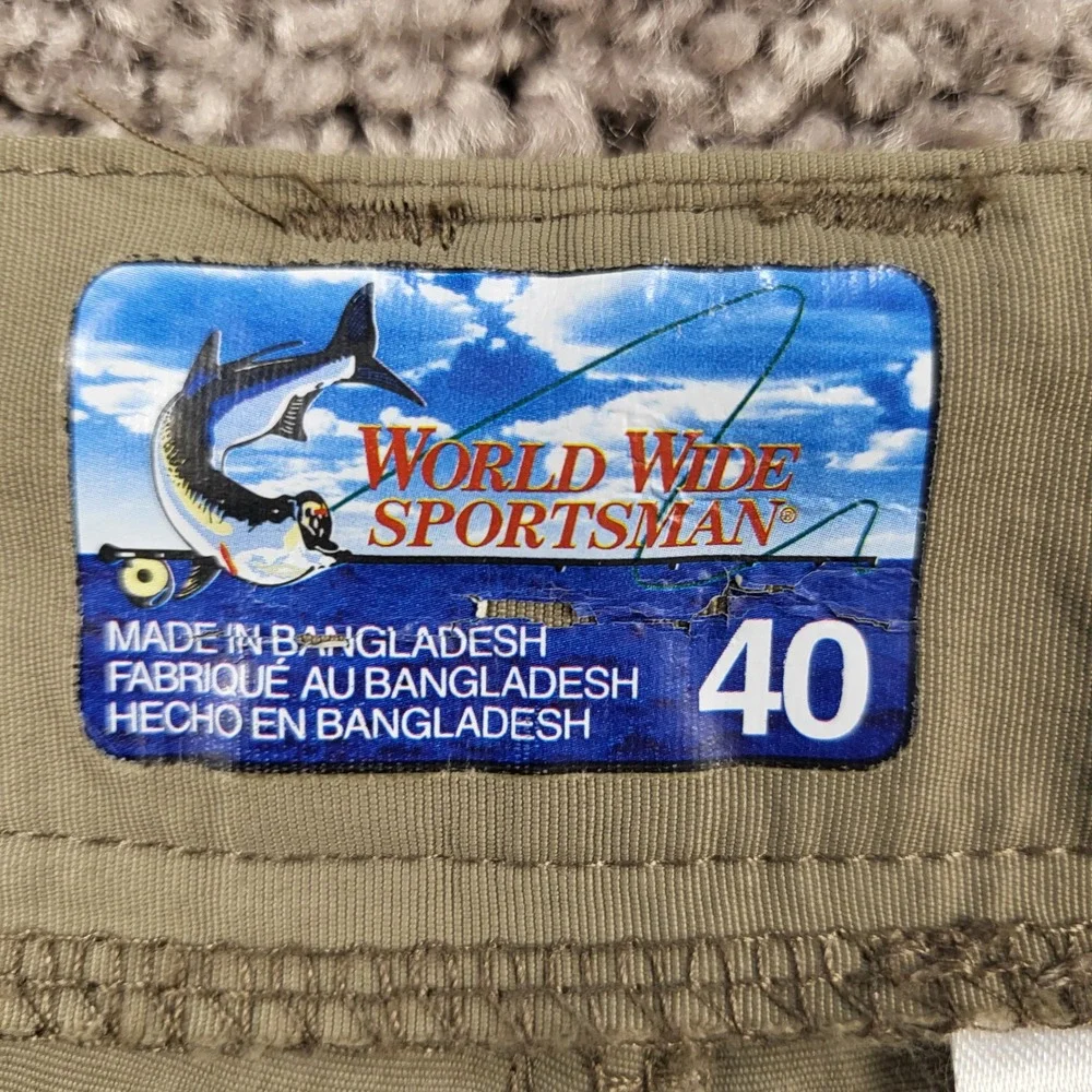 World Wide Sportsman Men 40 Cargo Shorts Khaki Nylon Tactical 616WW31610B Hiking